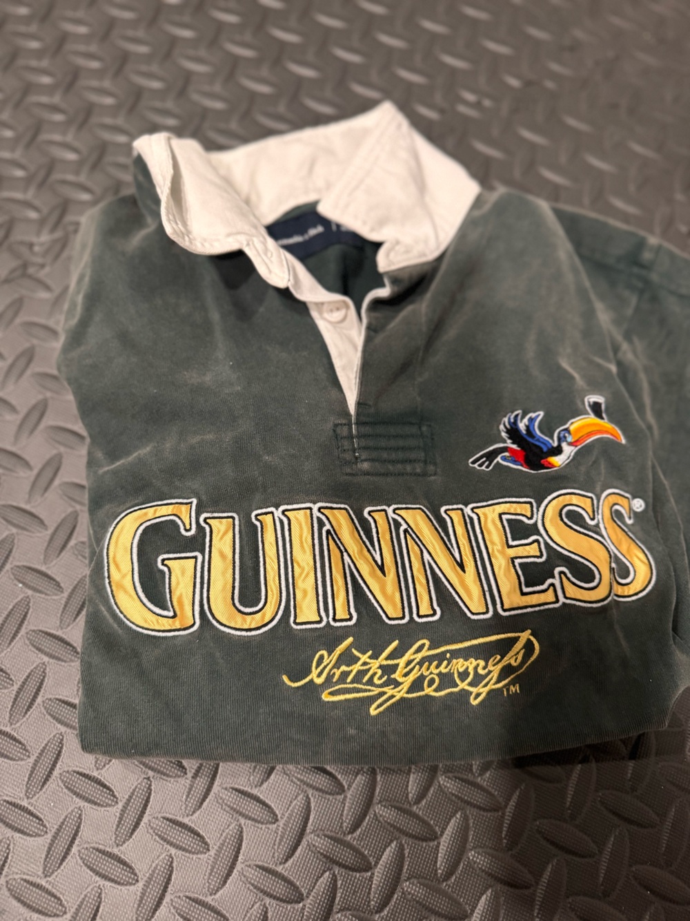 Abercrombie & Fitch Dark Green Rugby Shirt Jacket with White Collar